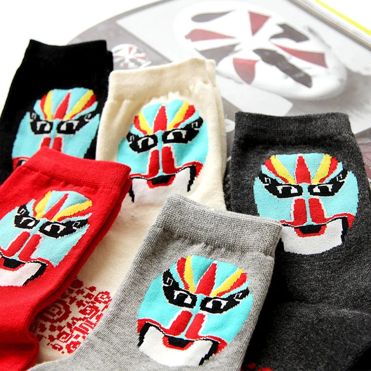 

wholesale 10pairs The new Peking Opera Chinese retro wind personality socks men and women lovers calcetines