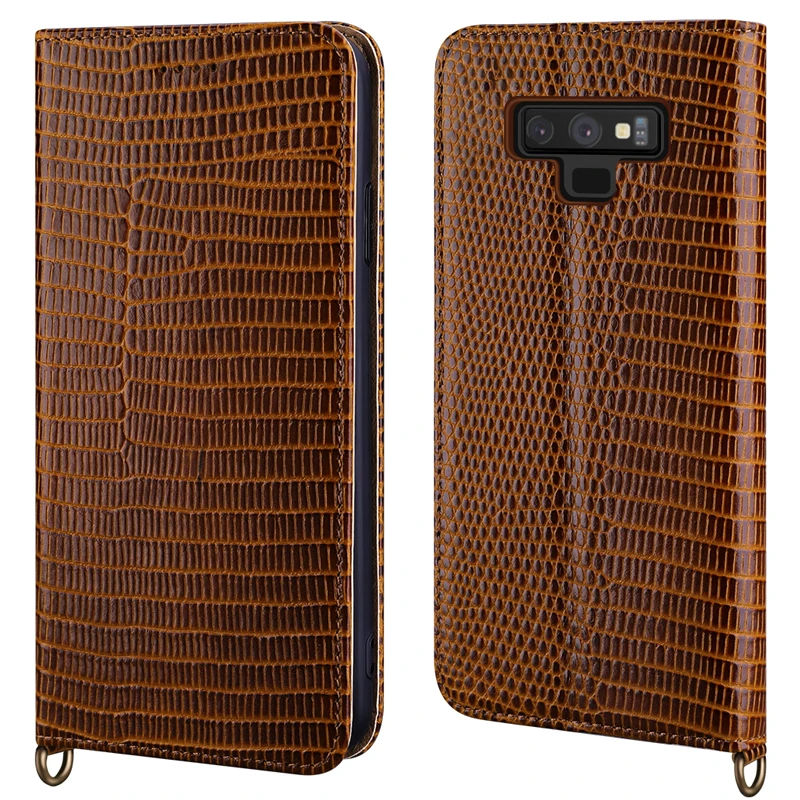 

For Samsung Note9 Lizard Skin Cowhide Genuine Leather Flip Case Wallet Stand Business Phone Smart Cover for Samsung Galaxy note8