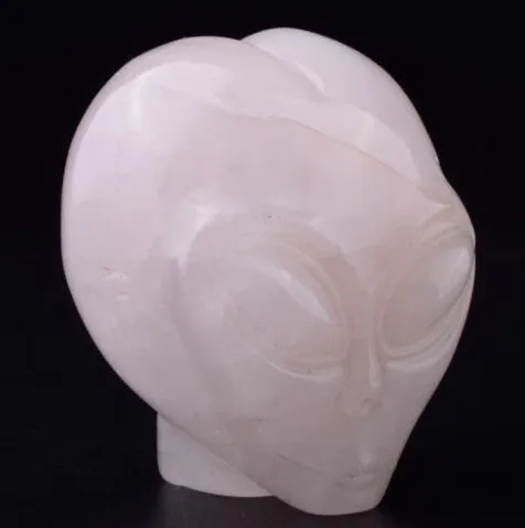 

500g Natural Rose Quartz Crystal Carved Alien Skull Head Star Beings