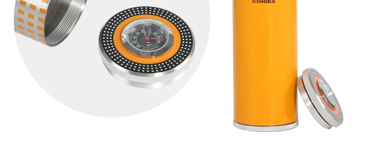 COHIBA портсигар трубка путешествия Humidor чехол для сигар банка портативный алюминиевый открытый коробка для сигар Humidor с увлажнитель с гигрометром