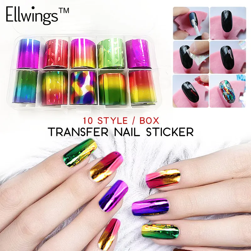 Ellwings 10 стиль/коробка переводные наклейки для ногтей звездное небо бумага нужно