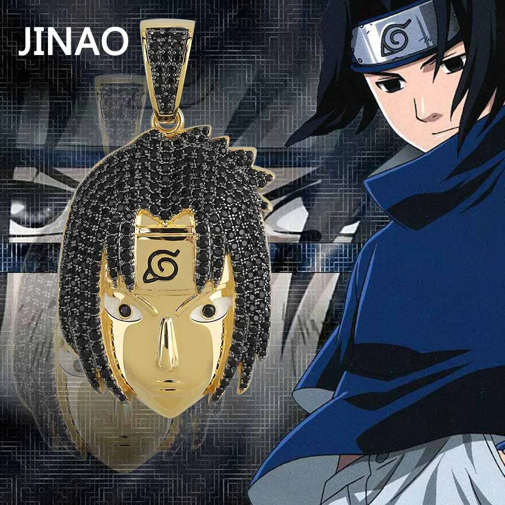 Модная кубическая циркониевая цепочка Золотая подвеска Uchiha Sasuke ожерелье в стиле