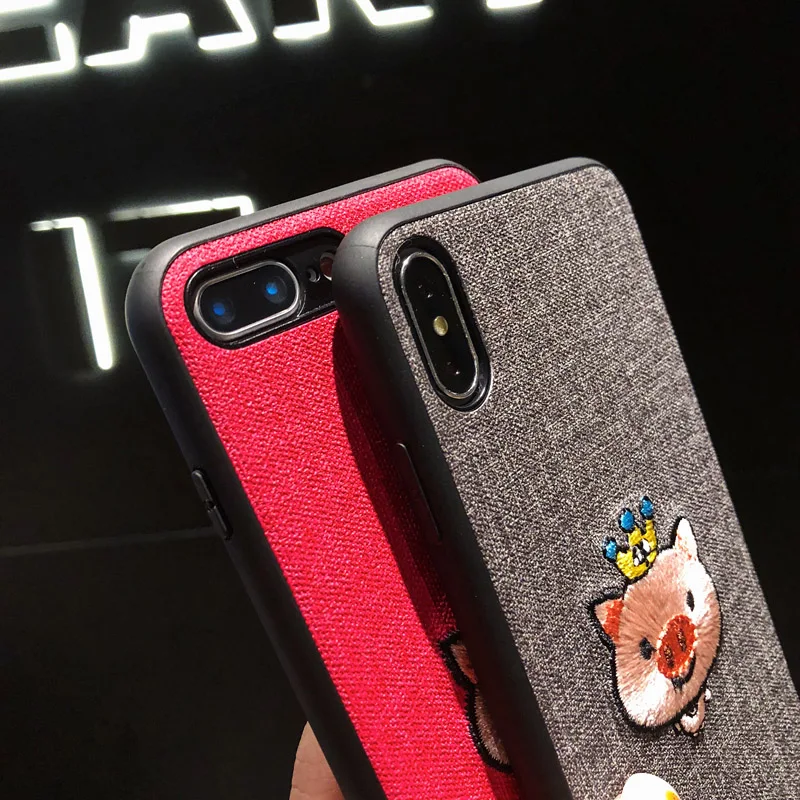 Бесплатная доставка вышитая Корона свинья мобильный чехол для IPhone6 6 sPlus 7 8 Plus