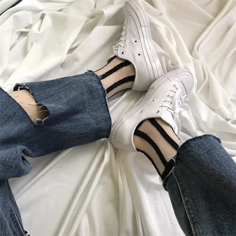 SP & CITY/Новое поступление прозрачные короткие носки в полоску популярные модные