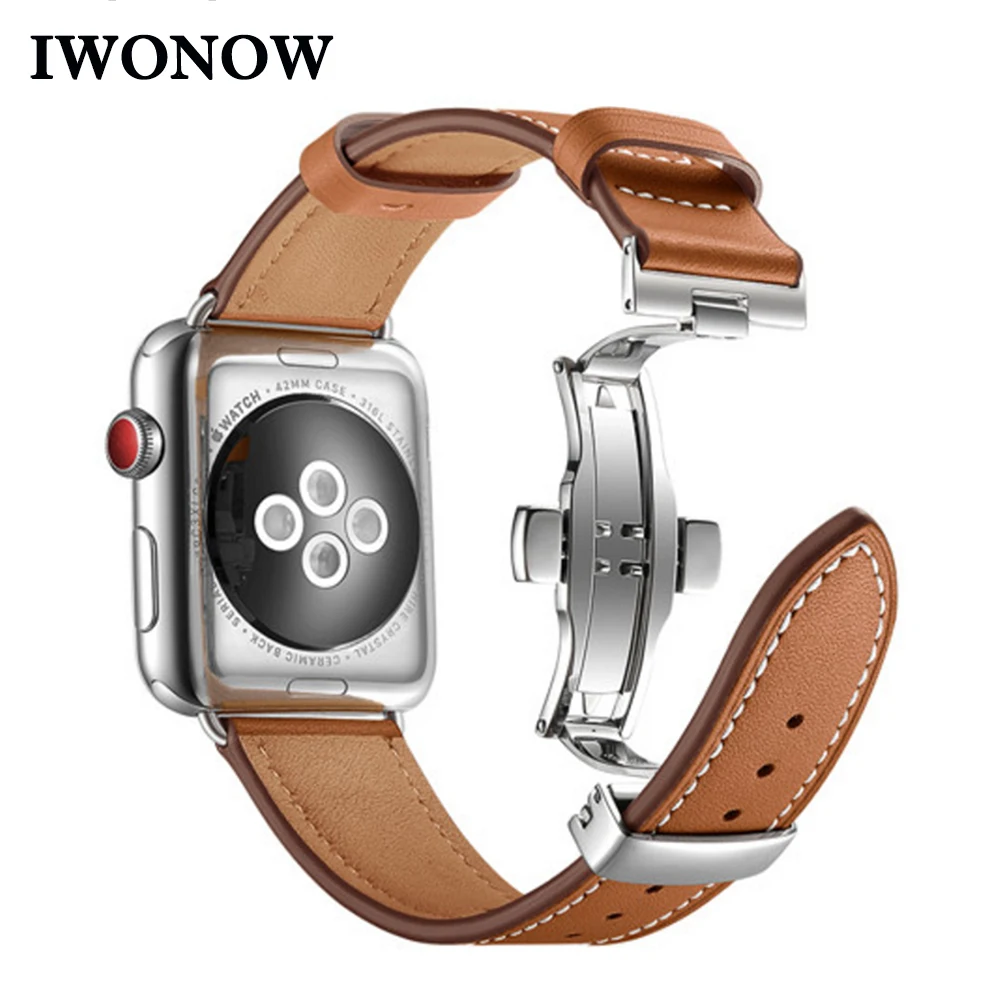 Ремешок из натуральной коровьей кожи для iWatch Apple Watch Series 5 4 3 2 1 38 мм 40 мм 42 мм 44 мм сменный ремешок браслет на запястье