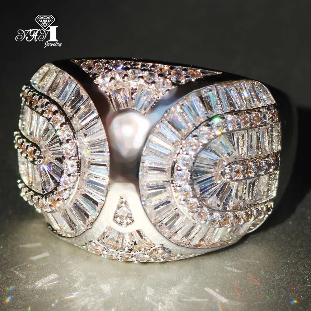 YaYI Jewelry Princess Cut 8.9 CT White Zircon Silver Color Engagement Rings wedding Heart Girls Party ring Gifts 876 | Украшения и