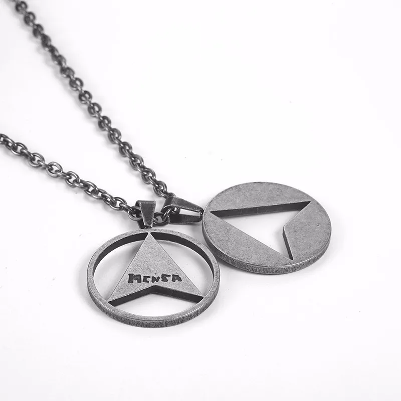 RIR Stainless Steel Retro Two Round Frame Hollow Triangle Pendant Necklace Trend Wild Men's Jewellery Necklaces | Украшения и