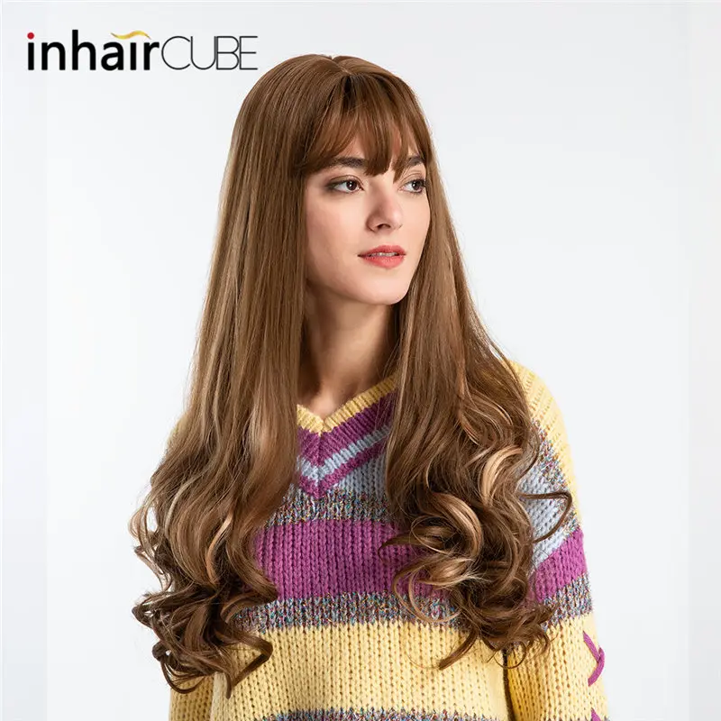 Inhair Cube длинные волнистые серые парики 26 дюймов натуральный женский парик вечерние термостойкие синтетические искусственные волосы