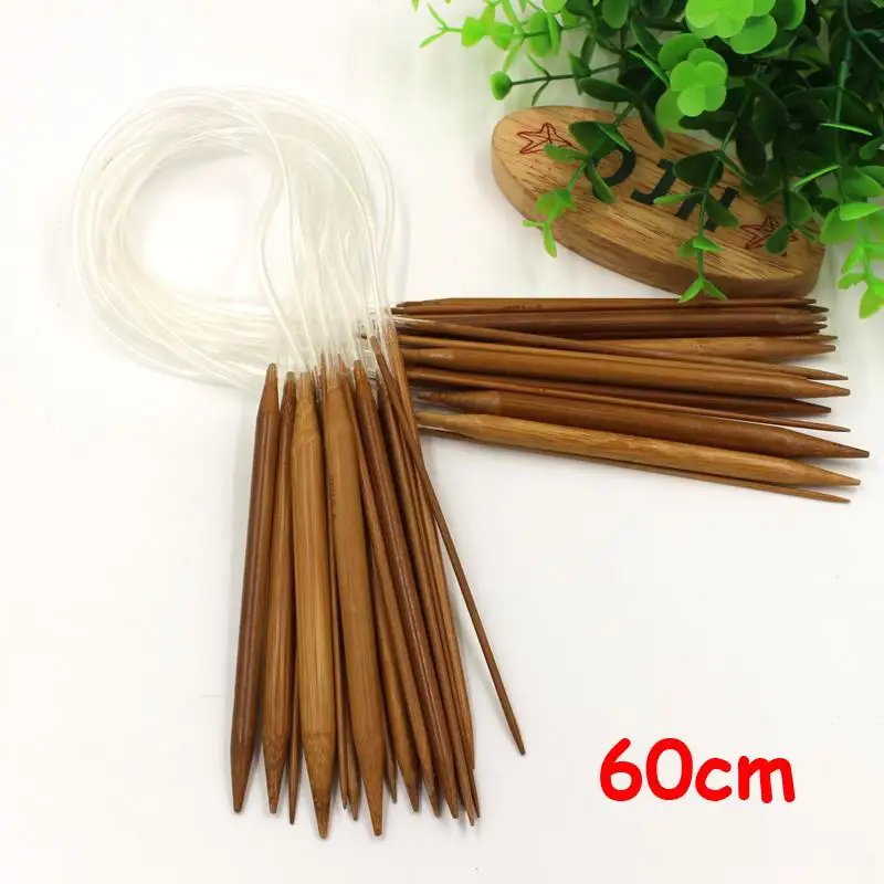 60cm Горячая QJH бамбуковое кольцо иглы 40 см и 60 см 18 компл./36 шт. свитер круговой Вязание ремесла Инструменты натуральные благовония карбонизированные иглы - Цвет: 60cm