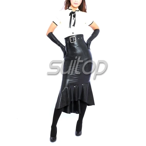 latex rubber school girls unifrom late teddies mini skirt for woman not including belt