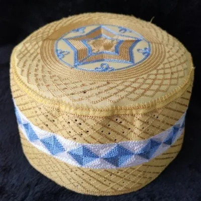 blue Prayer Hats Мужские Арабские исламские молитвенные шляпы топи африканские Kippah головной убор s мусульманская индийская еврейская шляпа желтый Бог Musulman Hombre Кепка boina - Color: blue Prayer Hats