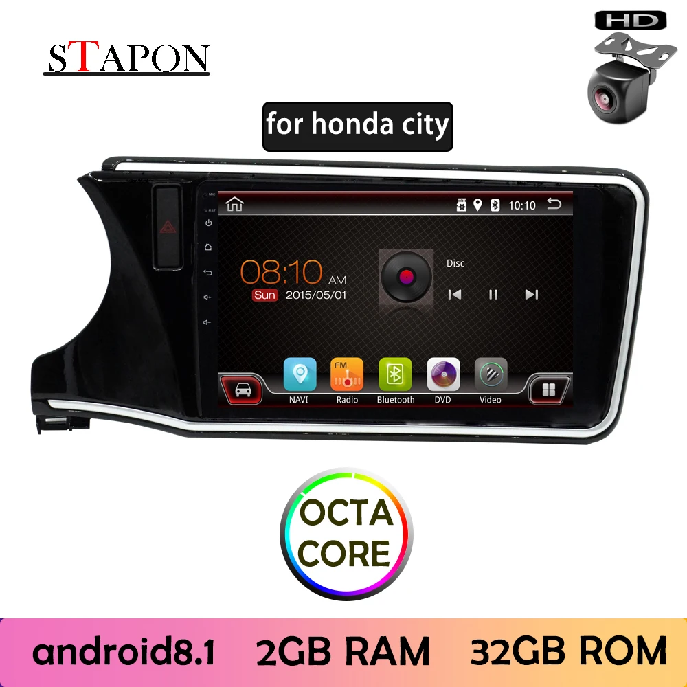 STAPON 10 дюймов для honda city 2014 2019 Автомобильный DVD Android 8 1 Восьмиядерный навигатор 2 Гб