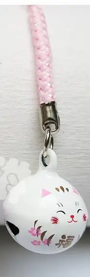 Благоприятный орнамент Omamori колокольчик кулон Фортуна Неко счастливый мешок DIY кулон брелки pom брелок - Цвет: white