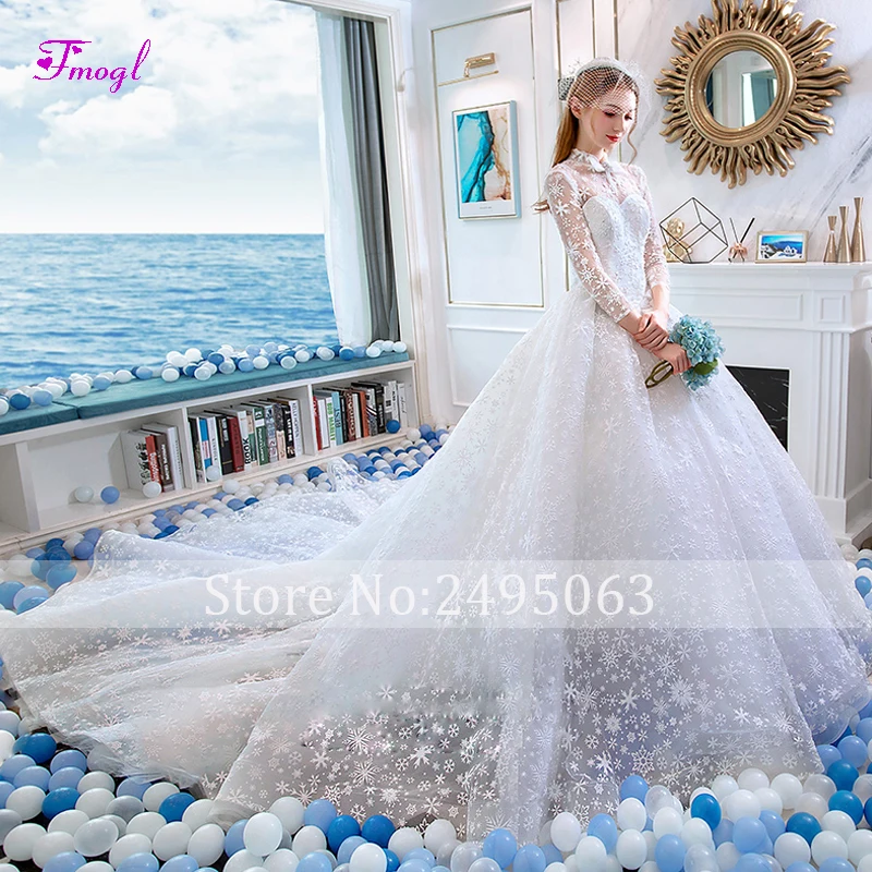 Fmogl Гламурное кружевное свадебное платье принцессы трапециевидной формы с