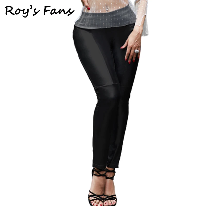 Roy's Fans New Color Women PU Leather Pants Sexy Elastic Waist Silm Female Autumn Winter Skinny Trousers Leggings | Женская одежда