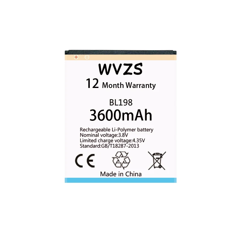 Wvzs 3600 мА/ч замена Батарея BL198 для Lenovo A859 A860E S890 K860 K860I A678T S880I A850 A830