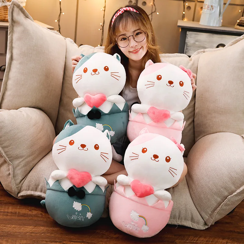 

Soft Cat Toy Plush Pillow Baby Kids Appease Sleeping Pillow Doll Animal Stuffed Toy Birthday Party Gift for Girl Children Gift