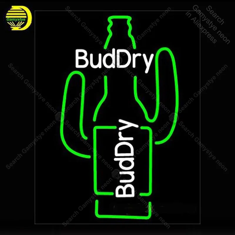 Neon Sign Bud Dry with BottleNeon Bulb sign Arcade handcraft Beer Bar Restaurant Home Display Decorate room vintage neon light | Лампы и