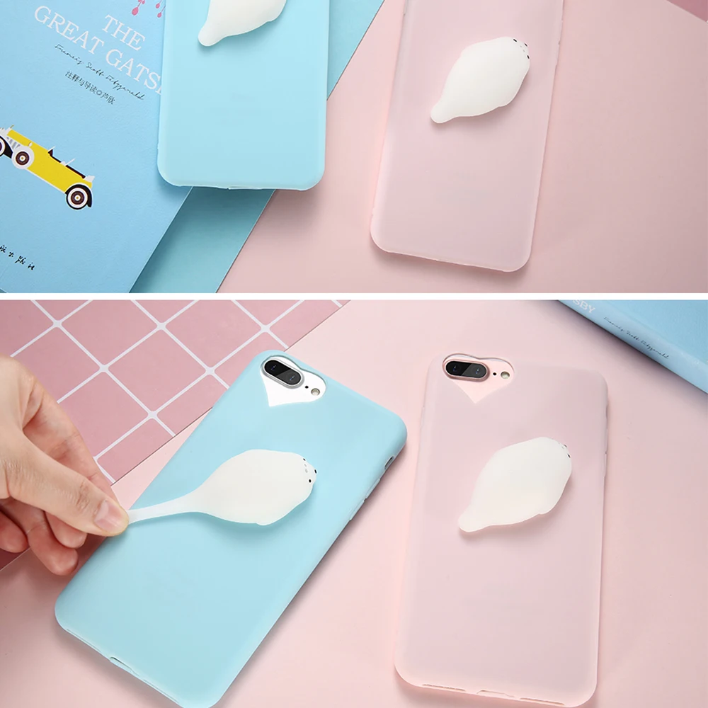 KISSCASE For iPhone 5 6 6S 7 8 Plus Case Cute Cat 3D Kneading Bag Cover S 5S SE Squishy Mobile Phone Cases |