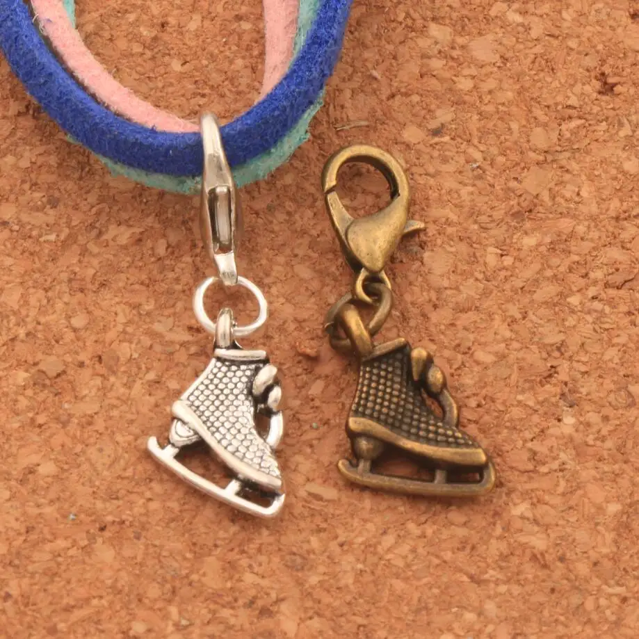 

Ice Skating Grid Shoes Lobster Claw Clasp Charm Beads 29.5x10.5mm 24PCS Zinc Alloy/Bronze Jewelry DIY C568 Metal