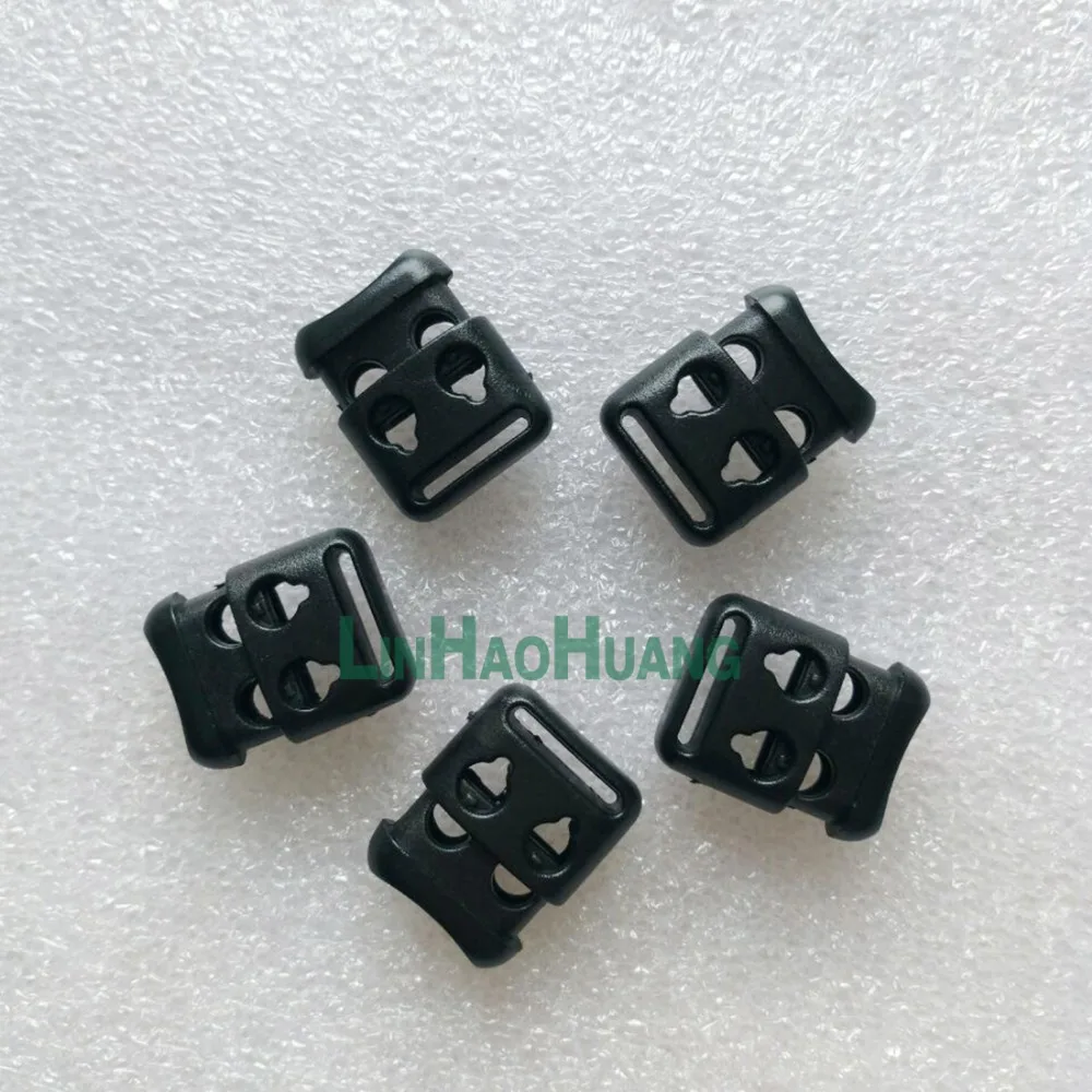 100pcs/lot black plastic cord lock toggles 2-hole spring stoppers for 4mm bungee shock free shipping | Дом и сад