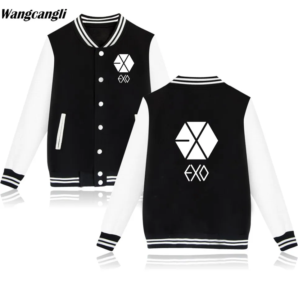 

Куртка-бомбер в стиле K-POP EXO Мужская, уличная одежда в стиле хип-хоп, пэчворк, колор-блок, бейсбольная куртка в стиле унисекс