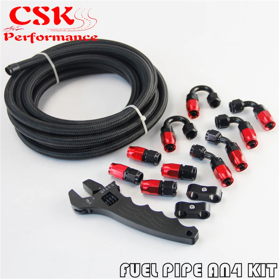 AN4 5M нержавеющая сталь/нейлоновая оплетка масляный Топливный Шланг Концевой