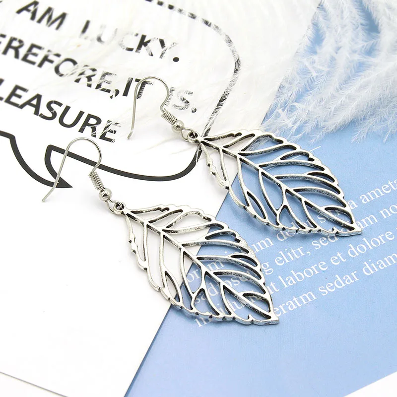 Earrings for Woman New Boho Vintage Tibetan Silver Retro leaf Long Hanging Statement Jewelry Women earrings | Украшения и