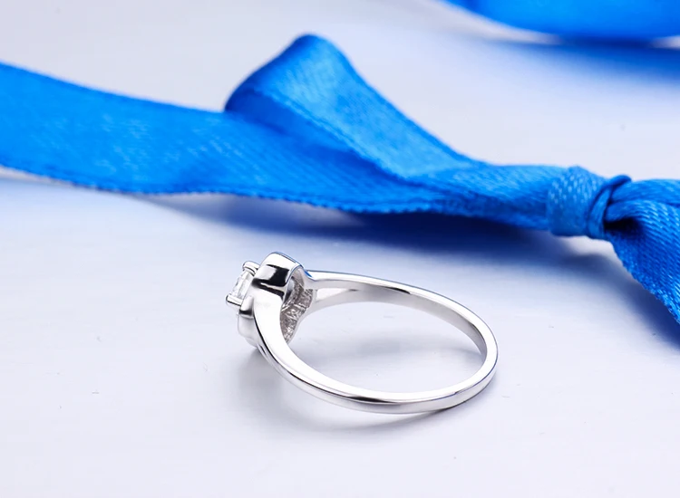 

CHEESTAR JEWELS 925 silver flower wedding ring 925 sterling silver ring round 6.5mm cubic zirconia center stone engagement ring