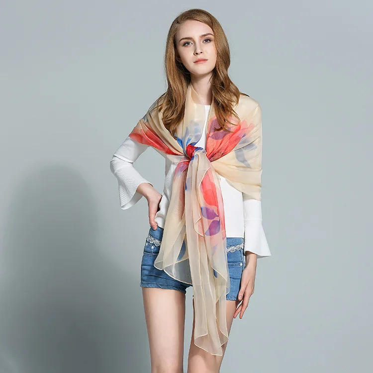 Женский тонкий солнцезащитный шарф с принтом летний| |