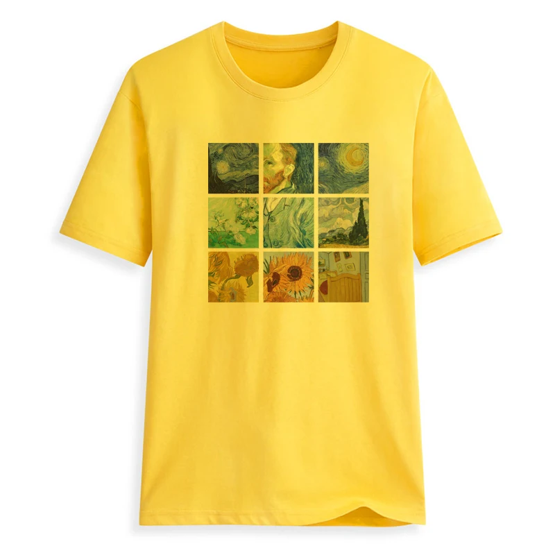 Женская Винтажная футболка с рисунком маслом от Van Gogh хлопковая Футболка