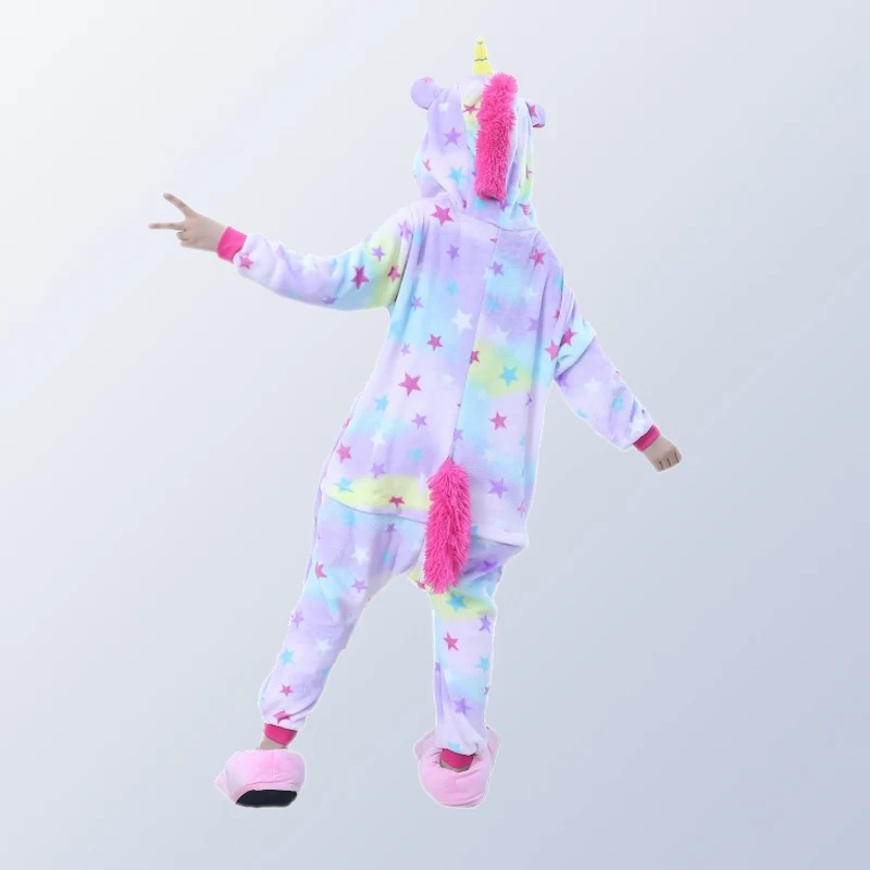 Flannel Children Pajamas Set Winter Hooded Animal Unicorn Stitch Kids For Boys Girls Sleepwear Onesies for 4 6 8 10 12 Y | Детская