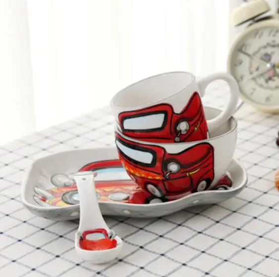 4 шт./компл. Мультяшные столовые приборы фруктовый рисовый салат керамика миска