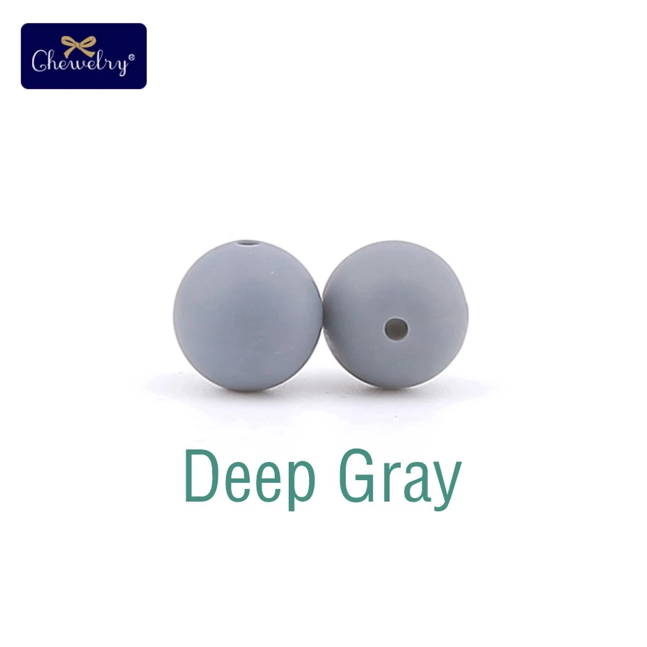 Deep Gray 30 шт пищевого качества силиконовые бусины 12 мм жемчужные силиконовые бусины Детские игрушки DIY детские Прорезывания Зубов Ожерелье без БФА соска цепь аксессуары - Цвет: Deep Gray