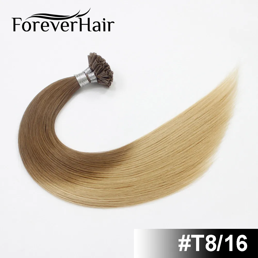 FOREVER HAIR 0,8 г/локон 1" 18" 2" Remy Предварительно Связанные кератиновые волосы для наращивания европейские волосы на кератиновых капсулах fusion Hair 50 s/pac - Цвет: Омбре