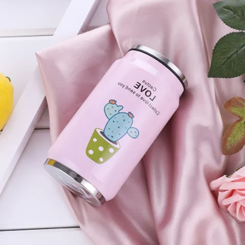 Pink 300 мл мультфильм соломы нержавеющая сталь термосы банки кружка термос термобутыль для воды стакан Thermocup - Цвет: Pink