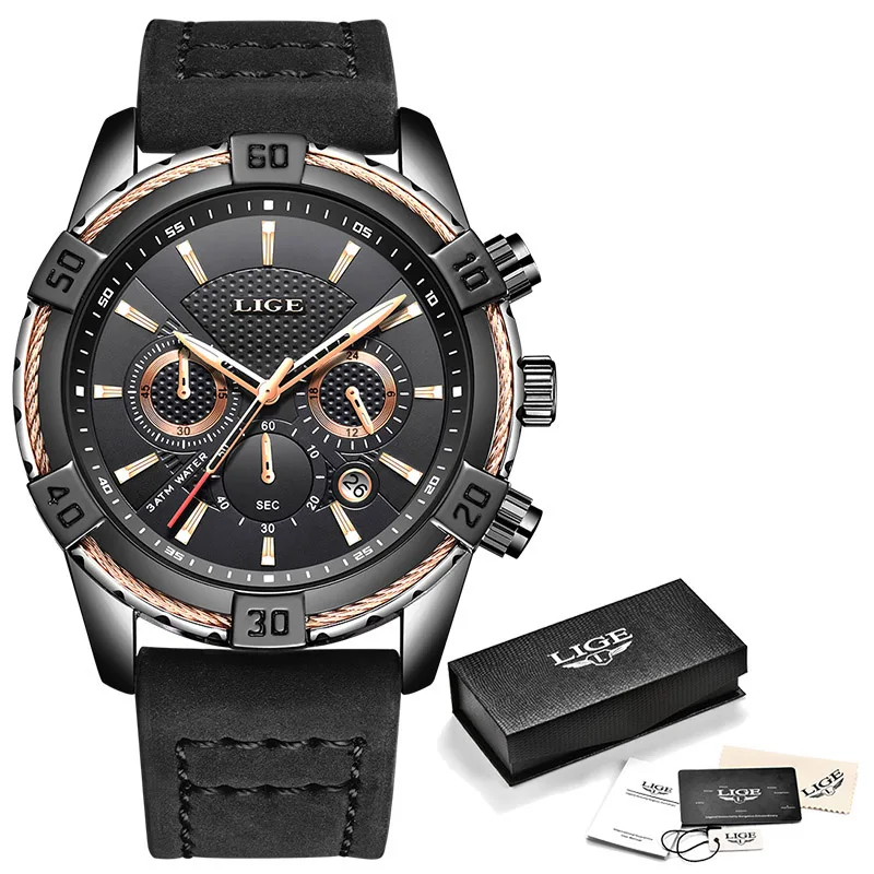 Horloges Mannen LIGE Reloj Hombre 2018 Mens Military Sport Watches Men Leather Waterproof Clock Quartz Wrist Watch Montre Homme | Наручные