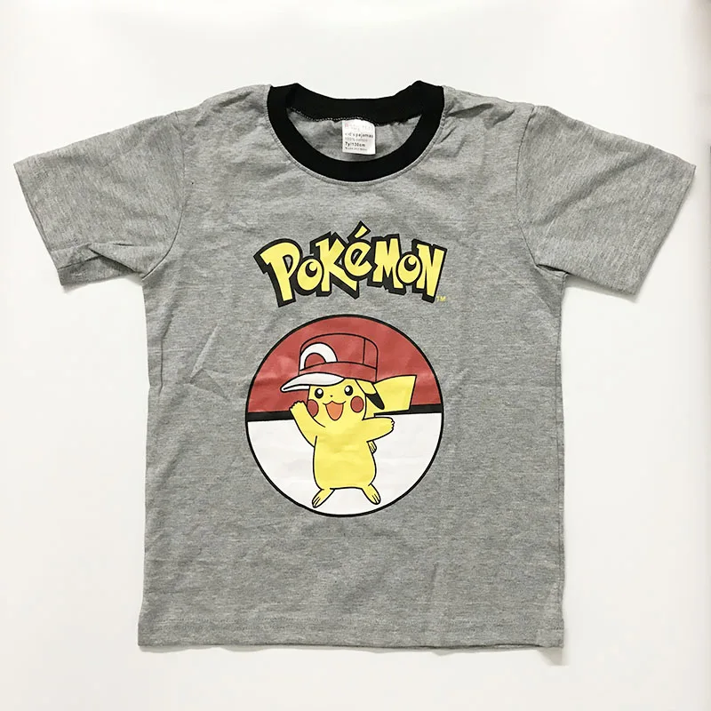 Летний хлопковый костюм Pokemon Pikachu для мальчиков комплект из 2 предметов футболка +