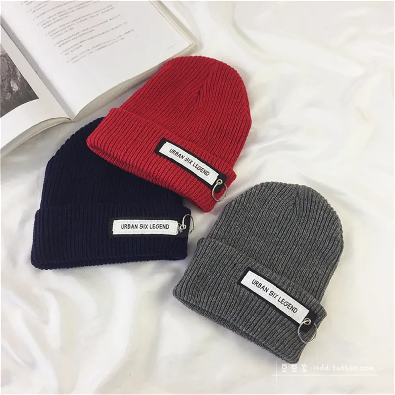 Шапка с принтом шапка кольцами Мужская шерстяная женская вязаная Skullie модная