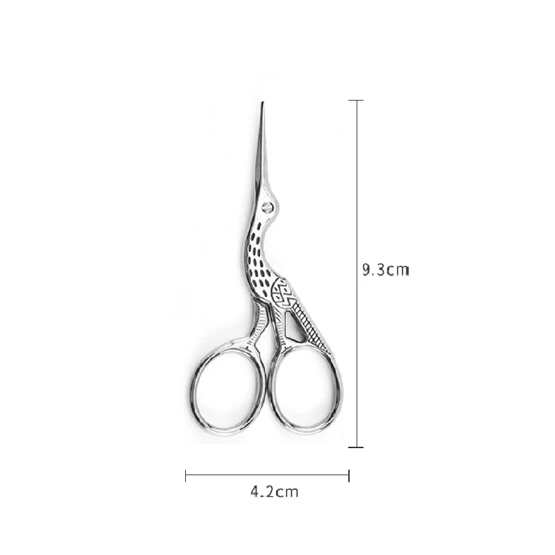 93mm silver 1 шт. портновские ножницы из нержавеющей стали Stork Crane ножницы для вышивания винтажная Ткань Профессиональные портные ножницы - Цвет: 93mm silver
