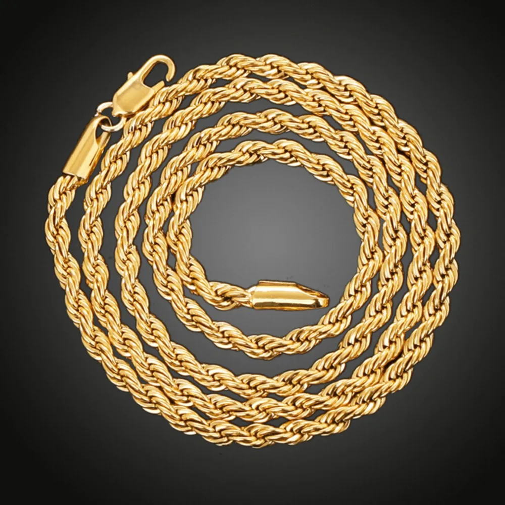 Витая Цепочка Из веревочки желтое золото Женская Мужская цепочка с узлом |