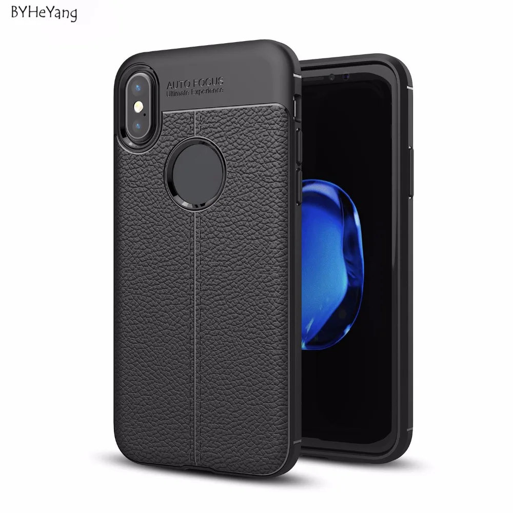 BYHeYang для iPhone X чехол личи телефона из искусственной кожи Чехлы Мягкий ТПУ Броня