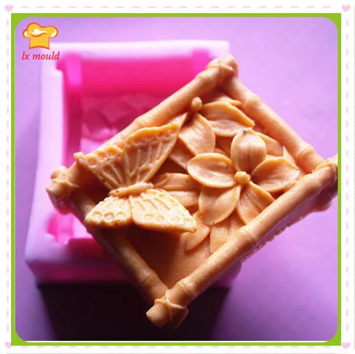 

square Handmade soap mold silicone mold butterfly soap mould