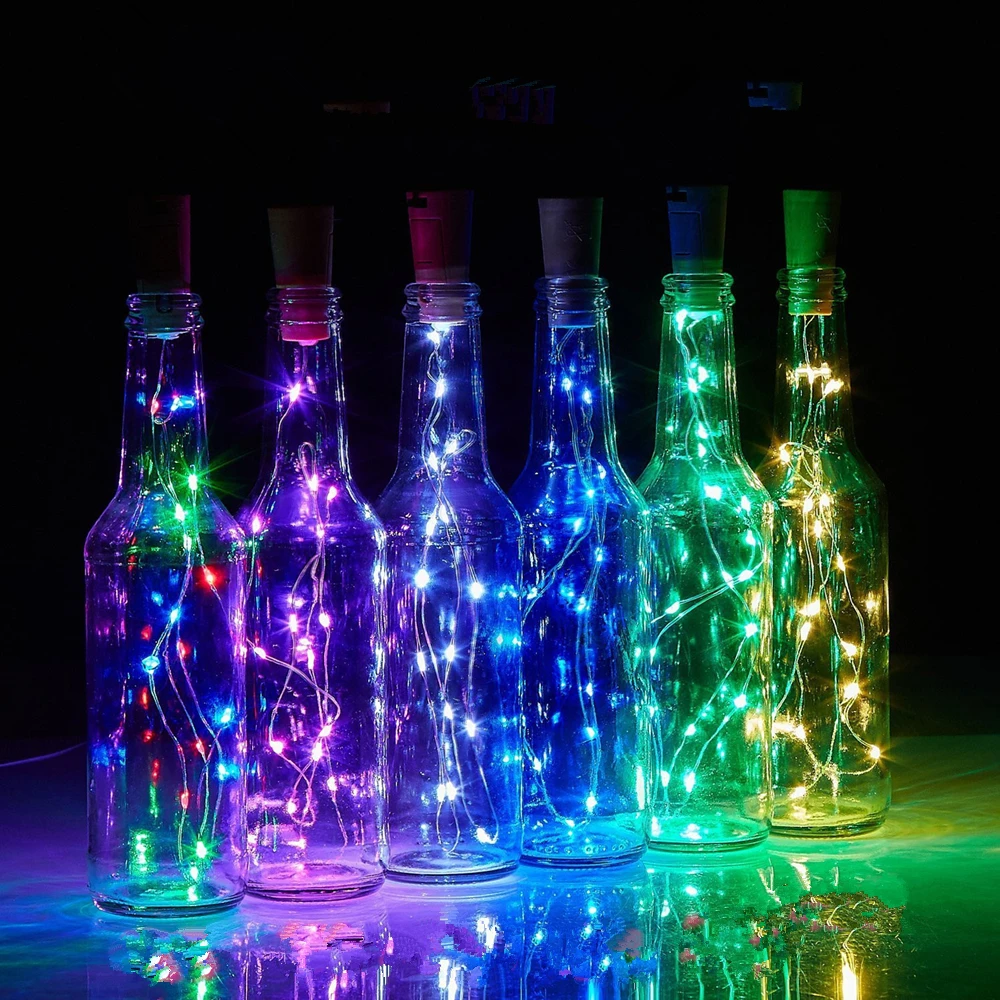9 видов цветов 2 м 20Led Горячая светильник бутылки! Винные бутылки светильники-пробка медная проволока гирлянды для свадьбы фестиваль вечерние украшения