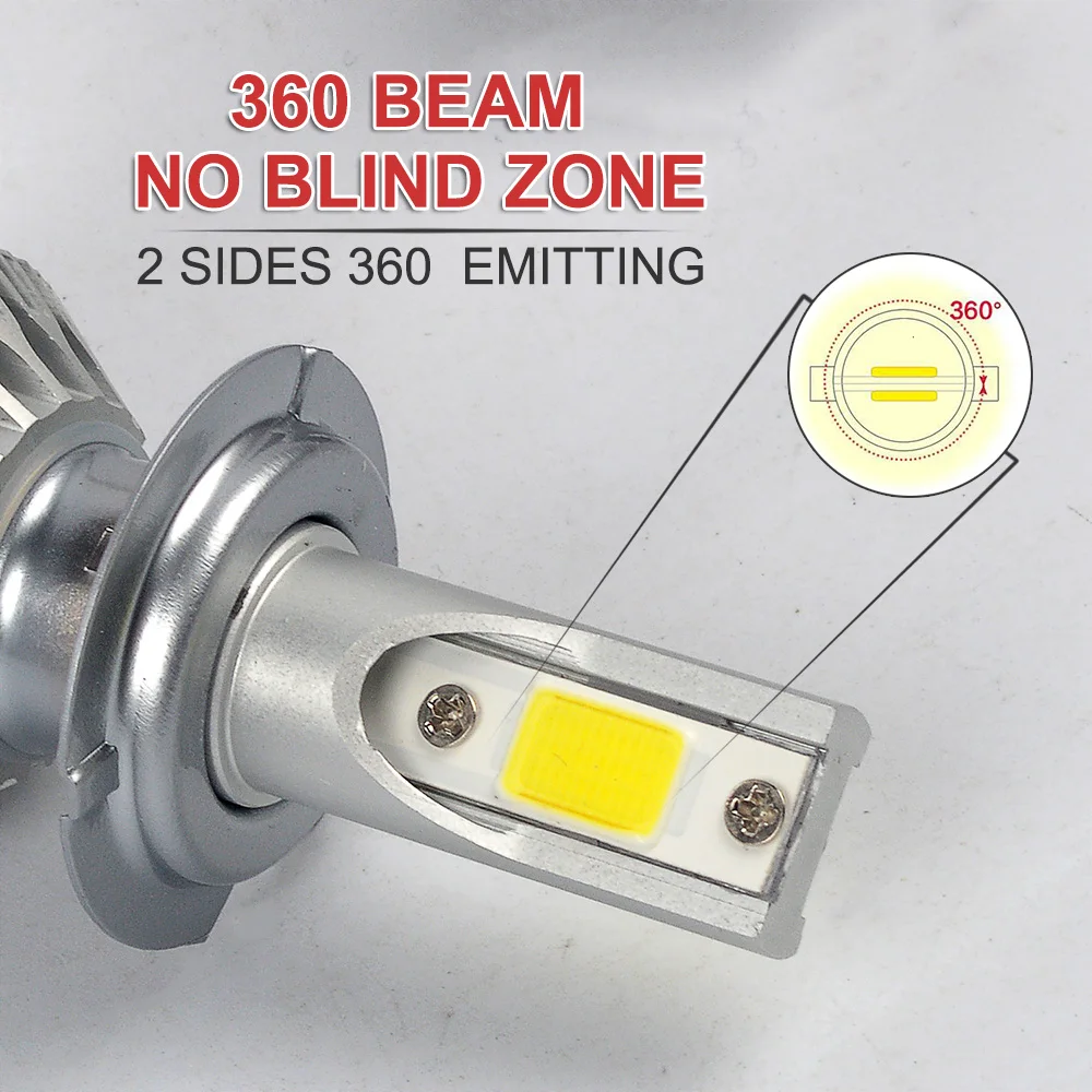 Taitian 2 шт. COB 72W фары для 8000LM 6500K светильник льда H4 светодиодных фар для авто супер белый H7 Противотуманные фары Дневные Фары Светильник H11 H1 светодиодные фары 12V 9005 9006 24V грузовые лампы