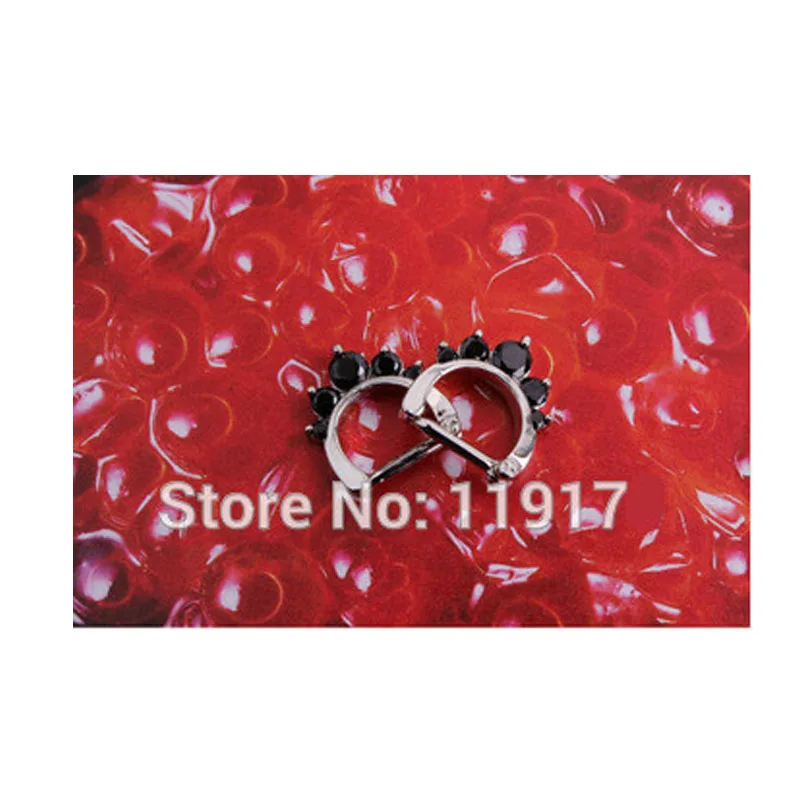 1 шт. флейка из нержавеющей стали с 5 черными кристаллами 2 мм|piercing septum|nose piercingring