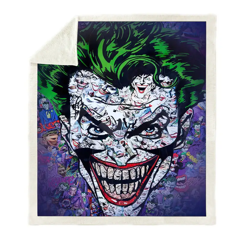 BZ126K Suicide Squad Joker 3D Print Sherpa Blanket Sofa Couch Quilt Cover Travel Bedding Outlet Velvet Plush Throw Fleece Blanket - Цвет: BZ126K