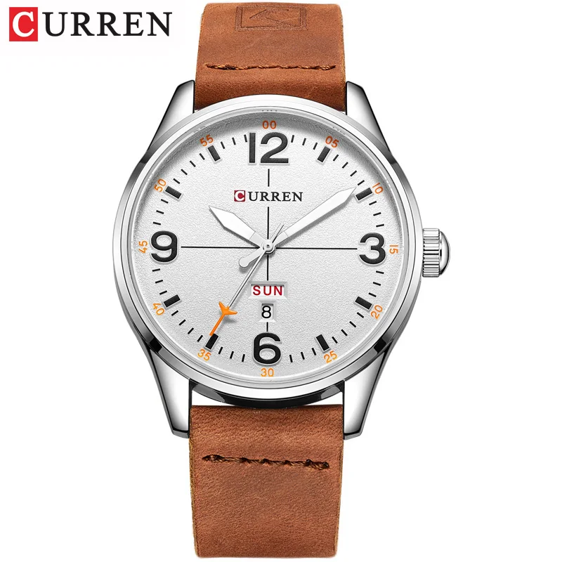 silver white CURREN простой модный стиль Бизнес наручные часы повседневные кварцевые мужские часы Relogio Masculino Horloges Mannens Saat - Цвет: silver white