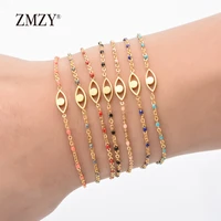 zmzy bohemian trendy turkish evil eye bracelet stainless steel gold color chain bracelet adjustable female wedding jewelry gift