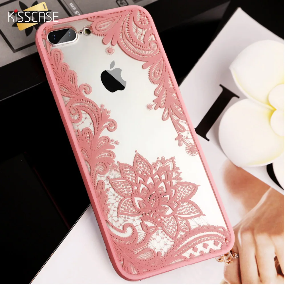 KISSCASE Sexy Lace Flower Floral Case For iPhone 5 5s Cases 3D Cover 6 6s 7 8 Plus SE Back Patterned Funda Coque |